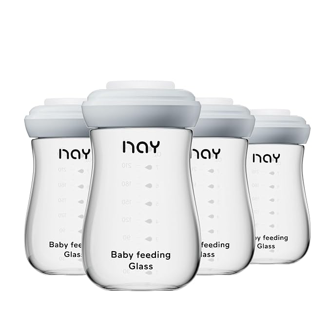 Glass Breastmilk Storage Bottles, 8oz Wide Neck Breast Milk Containers by yanyoyo