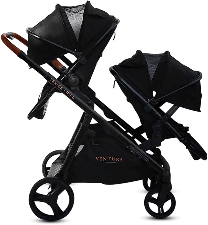 Venice Child Midnight Ventura Single to Double Sit-and-Stand Stroller & 2nd by Venice+Child