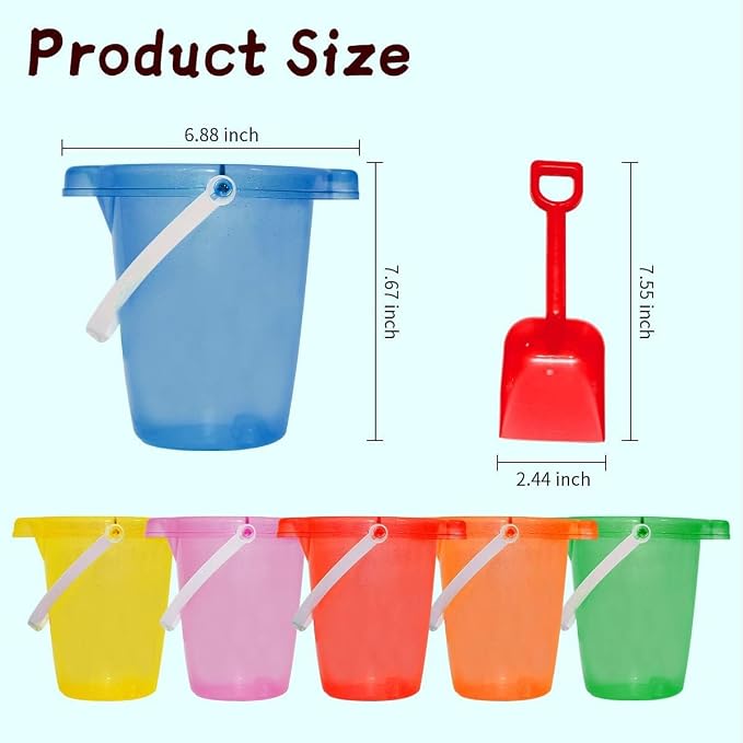 Holady 7.6" Inch Sand Beach Buckets Pail and Sand Shovels Set - Image 2