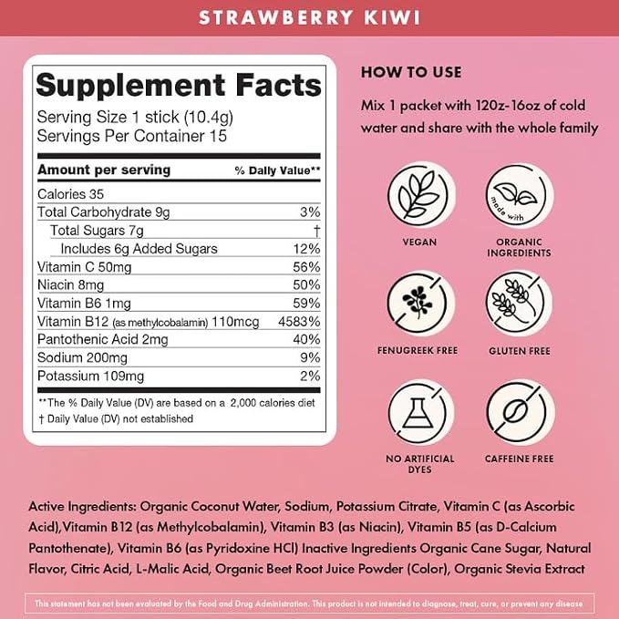 Boobie Hydromom Superfood Electrolyte Drink Mix, Strawberry Kiwi | Refreshing - Image 3