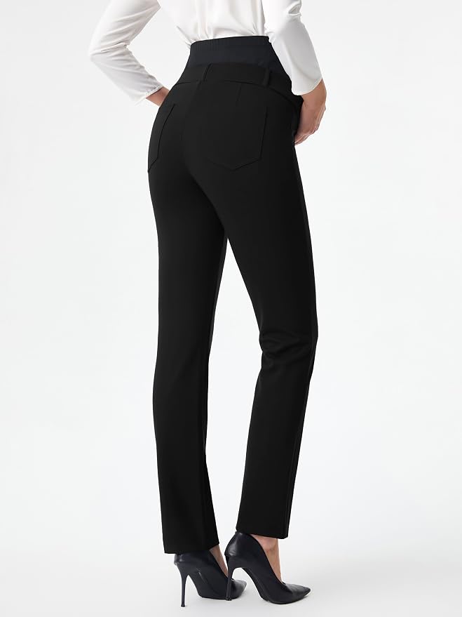 AFITNE Maternity Pants for Work Over The Belly Straight Leg Dress Slacks - Image 8