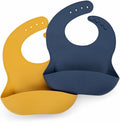 Silicone Bib 2-Pack: Safe, Food-Grade. Waterproof, Adjustable Neck Band by BabyBliss