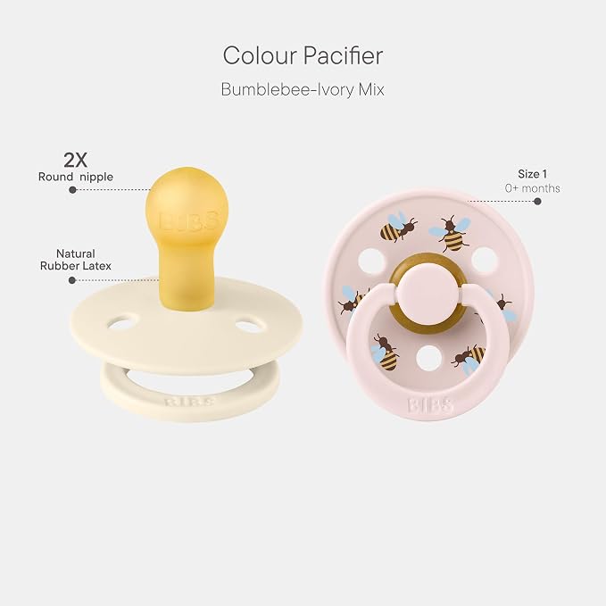 BIBS Studio Soother 2-Pack, BPA Free Dummy Pacifier, Round Nipple. Natural - Image 2