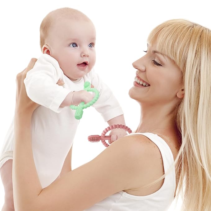 Baby Teething Toys with Easy-Hold Handle, Silicone Infant Toothbrush, Textured - Image 7