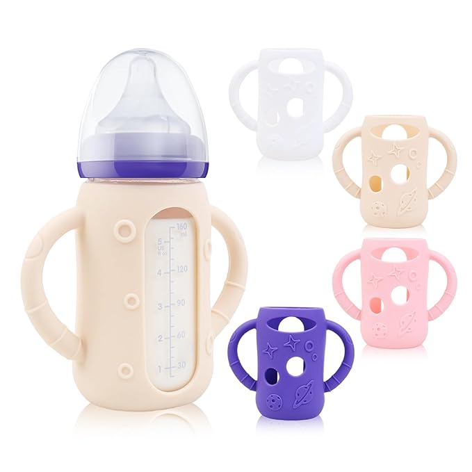 ZCH 4-Pack Silicone Sleeves for Lansinoh Glass Bottles, BPA-Free Drop-Resistant by Unknown