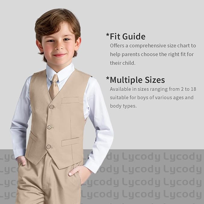Boys Vest Set Formal Dress Suits Wedding Outfit Dresswear - Image 3