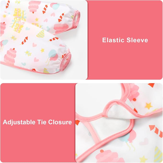 Accmor 5 Pack Long Sleeve Bibs, Baby Smock Waterproof Sleeved Bib Smock - Image 2