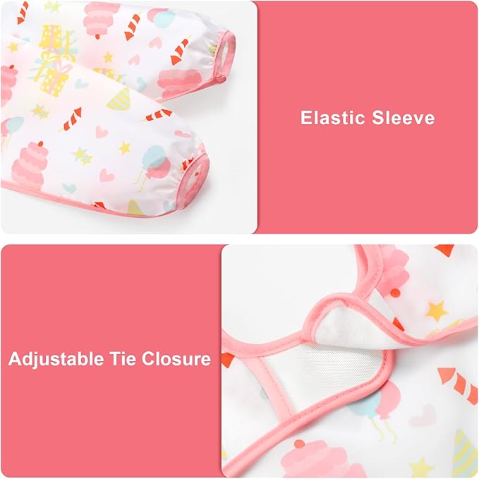 Accmor 5 Pack Long Sleeve Bibs, Baby Smock Waterproof Sleeved Bib Smock - Image 2