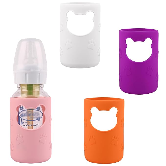 4 Pack Silicone Sleeves for Dr Brown's Glass Baby Bottles, Anti Breakage Baby by HUAKENER