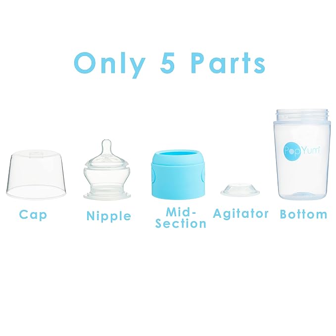 PopYum 9 oz Blue Anti-Colic Formula Making/Mixing/Dispenser Baby Bottles - Image 5