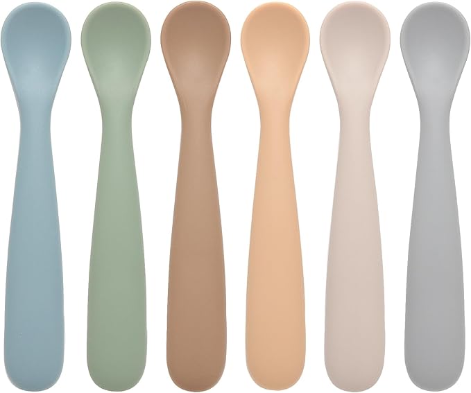 Baby Spoons, 6 Pack First Stage Silicone Feeding Spoons, Soft Tip Feeding Baby by Eascrozn