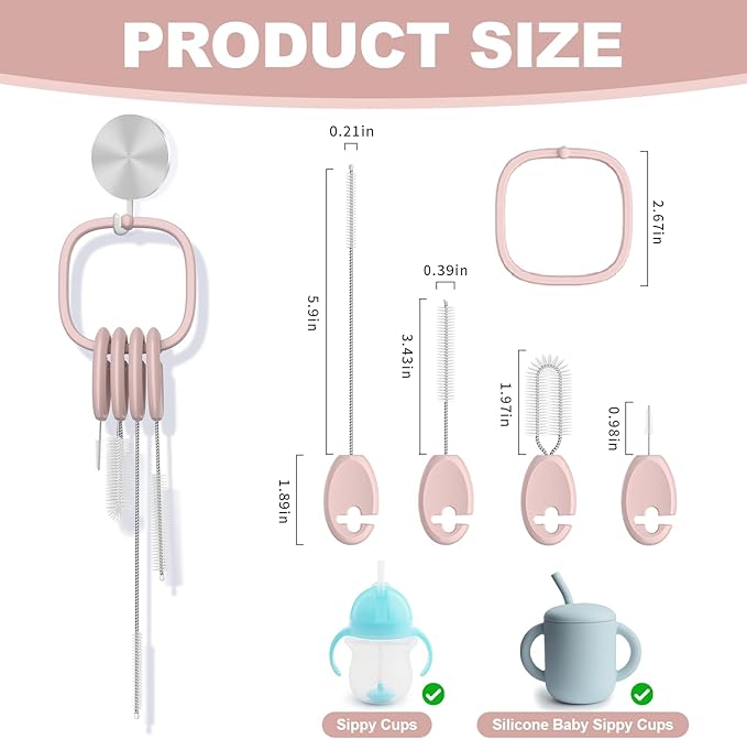 YOTIME Standing Straw Cleaner Brush Set, 4in1 Reusable Straw Brushes - Image 2