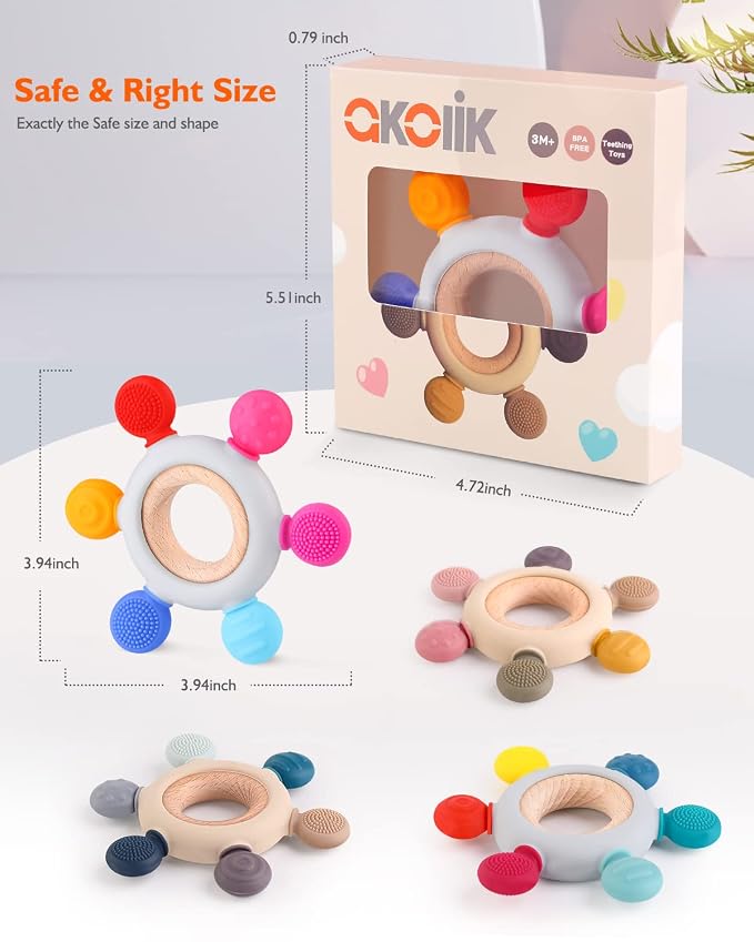 akolik Baby Teething Toys, Teething Relief Toy, BPA Free Baby Chew Toys Infant - Image 7