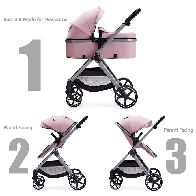 2 in 1 Baby Stroller, Newborn Infant Toddler Convertible Pram Stroller - Image 2