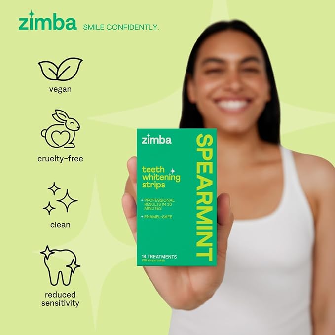 Zimba Spearmint Flavored Teeth Whitening Strips | Vegan, Enamel Safe Hydrogen - Image 3