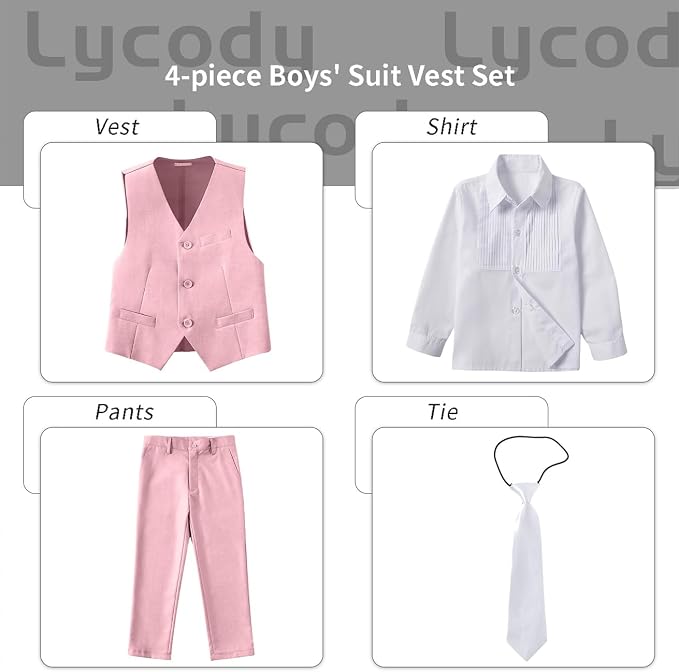 Boys Vest Set Formal Dress Suits Wedding Outfit Dresswear - Image 2