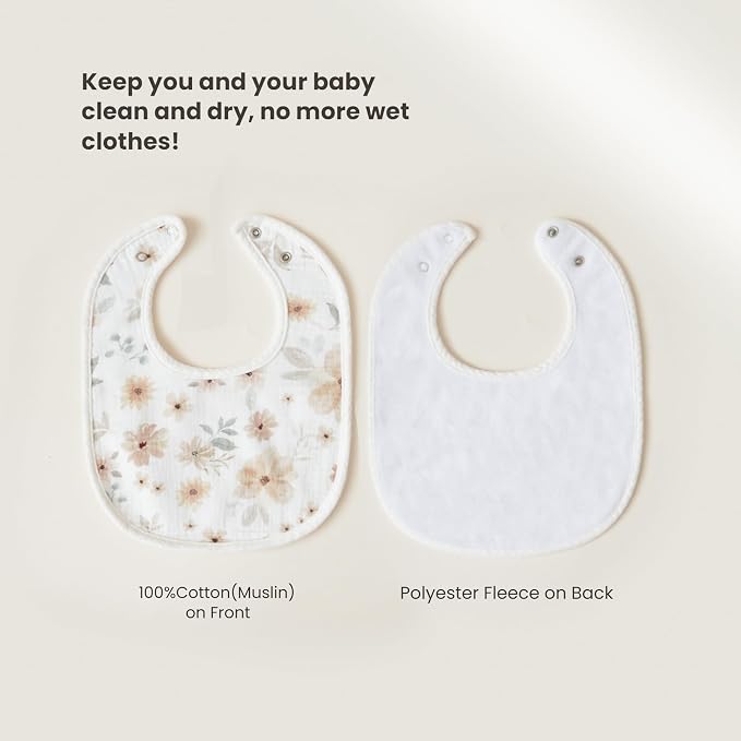 Konssy 6-Pack Muslin Baby Bibs for Boys & Girls, Soft Cotton Absorbent Bandana - Image 3