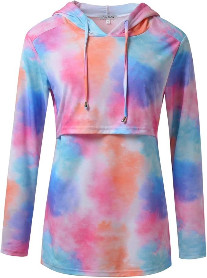 GINKANA Women's Nursing Hoodie Sweatshirt Long Sleeves Breastfeeding Maternity - Image 2