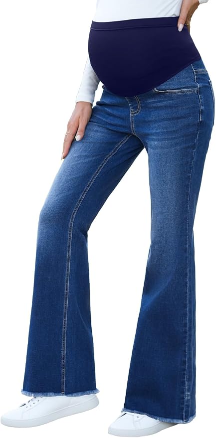 BLENCOT Maternity Jeans for Women Over Belly Pregnancy Pants Comfy Pregnant by BLENCOT