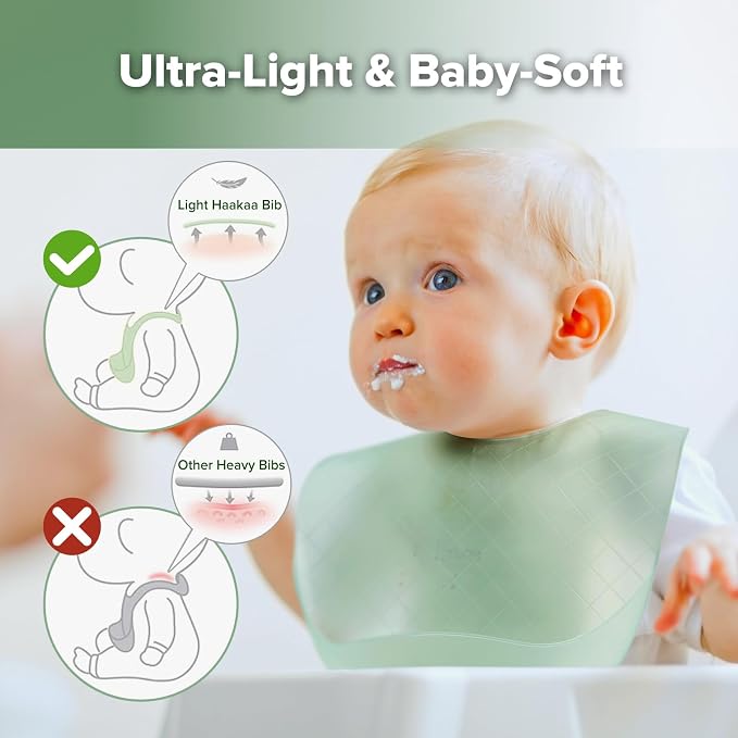 haakaa Lightweight Silicone Pocket Bib – Ultra-Light & Foldable Travel Silicone - Image 2