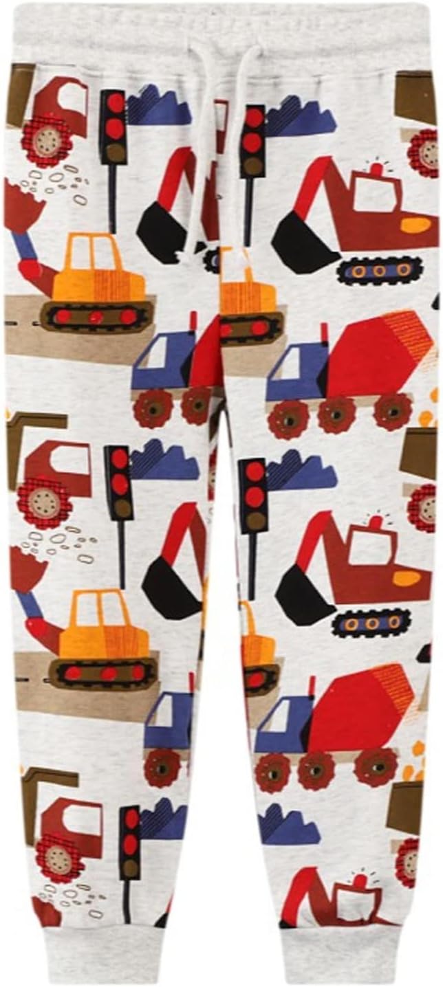 LOKTARC 2 Pack Boys Drawstring Sweatpants Cute Pattern Cotton Sport Jogger Pants - Image 2