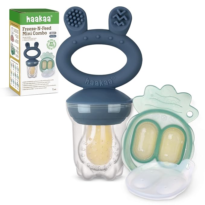 Haakaa Baby Fruit Food Feeder & Mini Freezer Nibble Tray Combo, Breastmilk by haakaa