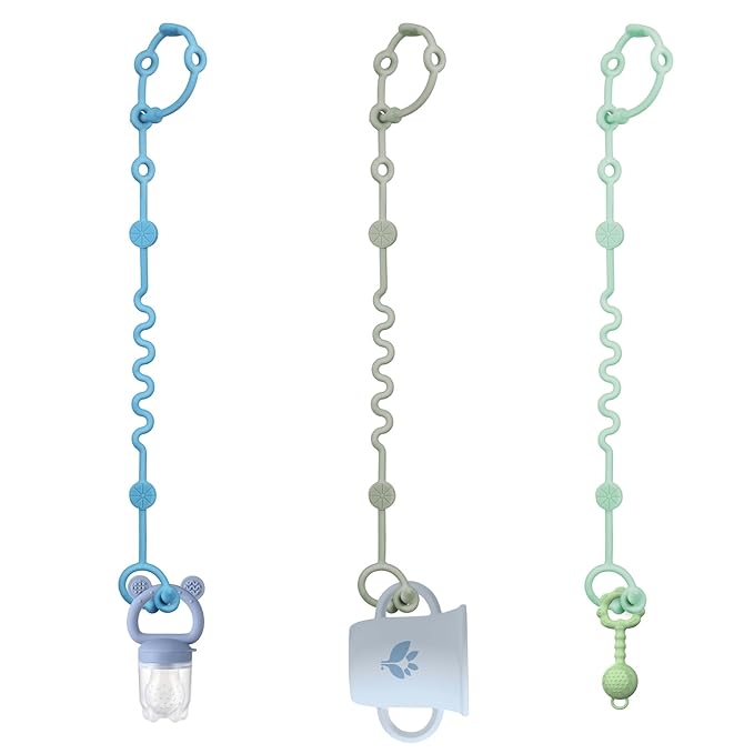 Toy Straps for Stroller, Silicone Baby Tether Pacifier Clip, No Throw Travel by LittleHugs