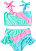 YOUNGER TREE Toddler Girls Two Pieces Swimsuit Color Block Stripe Swimwear by YOUNGERTREE