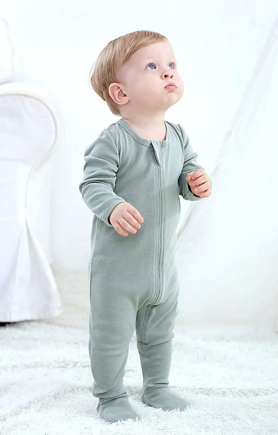 O2 BABY Baby Boys Girls Organic Cotton Zip-Front Sleeper Pajamas, Footed Sleep - Image 3