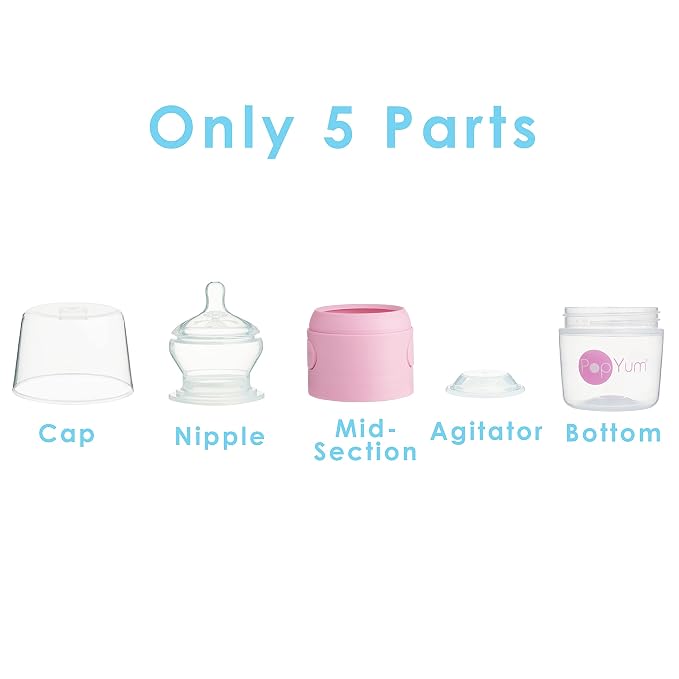 PopYum 5 oz Pink Anti-Colic Formula Making/Mixing/Dispenser Baby Bottles - Image 5