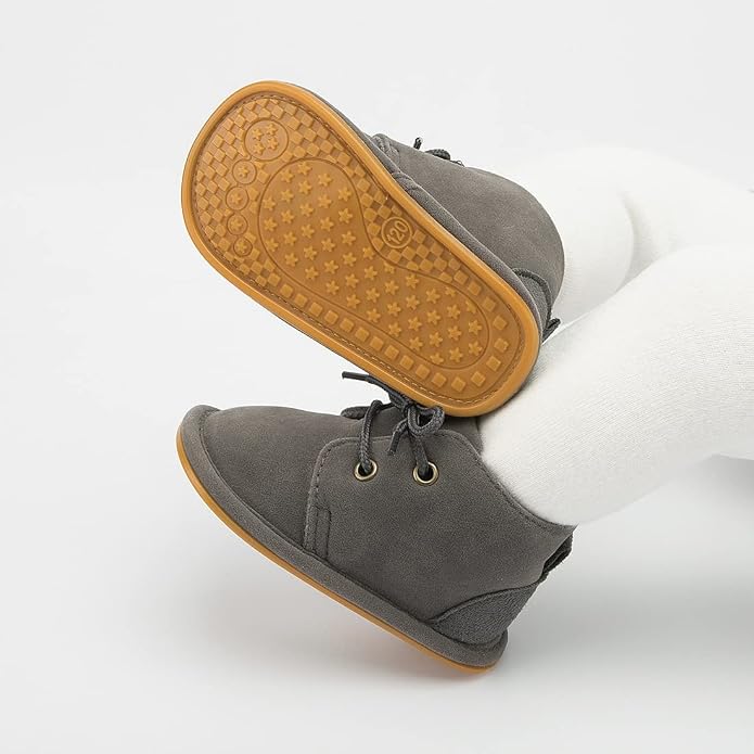 Baby Unisex Warm Snow Boots Newborn Leather Fur Lace Up Ankle Anti-Slip Rubber - Image 5