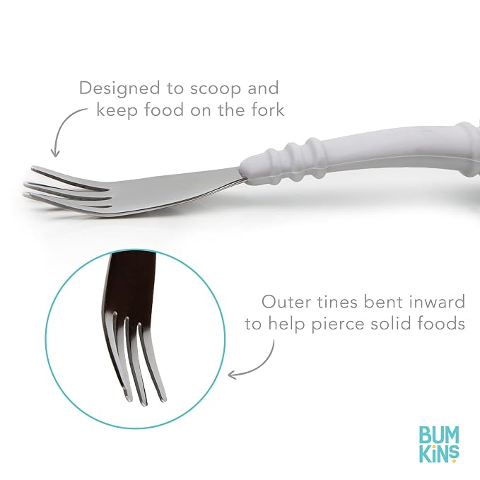 Bumkins Toddler Utensils, Kids Size Fork and Spoon Set, Silicone and - Image 2