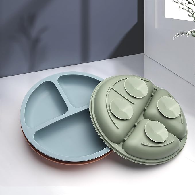 Toddler Plates 3 Pack, Divided Suction Plates - Image 4
