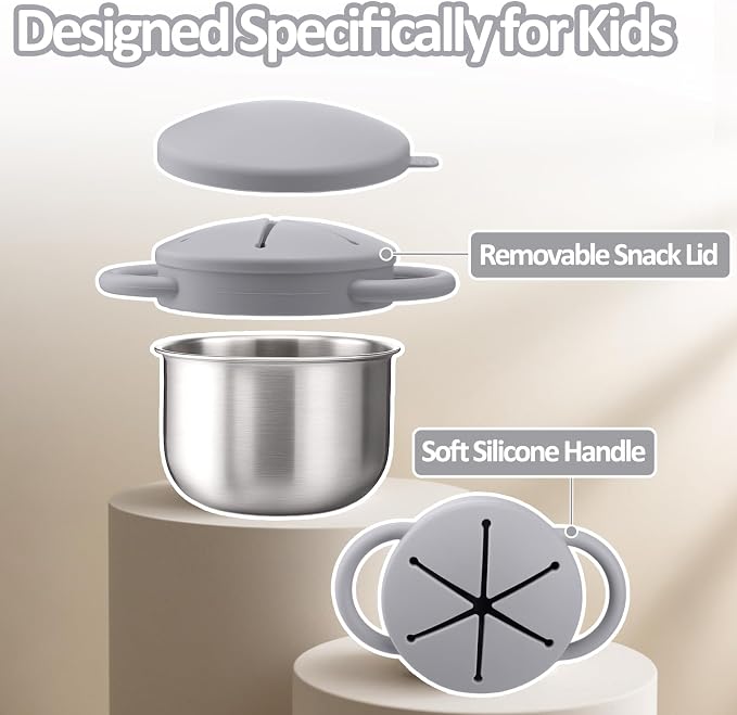 BUSOHA 2 Pack Stainless Steel Toddler Snack Cups - 9 OZ Snack Cups - Image 3