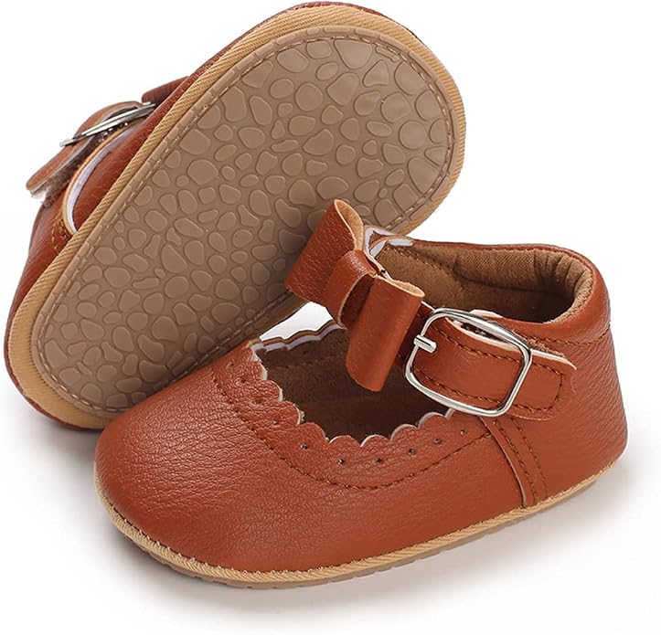COSANKIM Baby Girls Mary Jane Flats Shoes Anti-Slip Rubber Sole Infant Toddler by COSANKIM