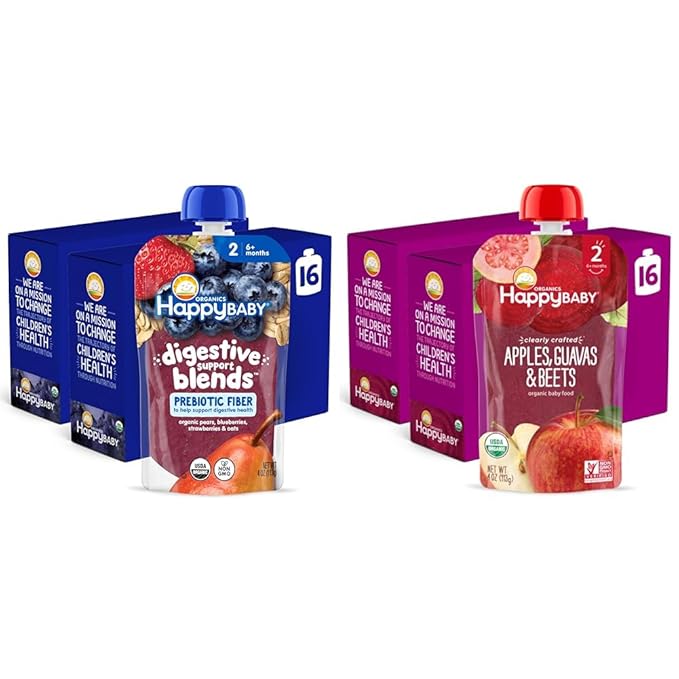 Happy Baby Digestive Support Blends Baby Food, Strawberries & Oats, 4 Oz + by HappyBaby
