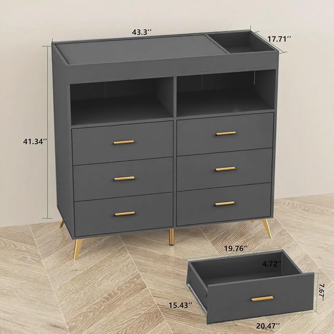 Changing Table Dresser with Drawers, Baby Dresser with Changing Table Top - Image 3