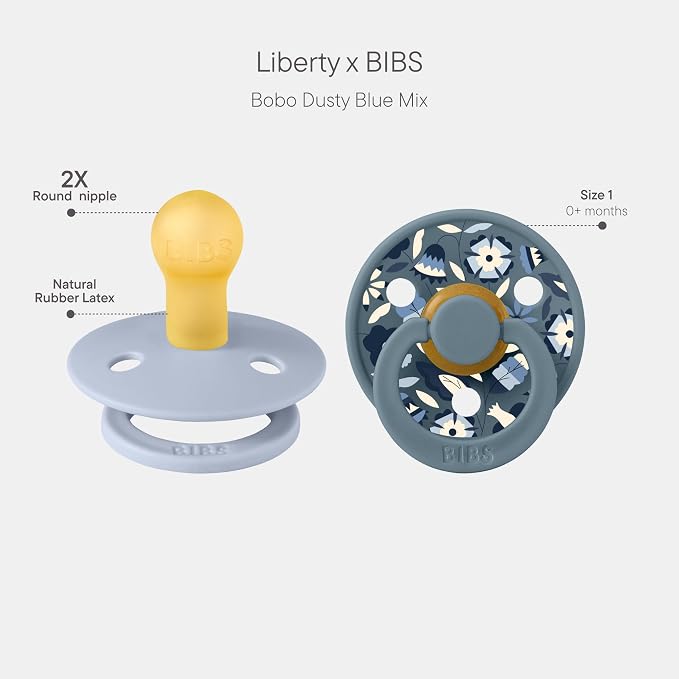 BIBS Colour Liberty Soother 2-Pack, BPA Free Dummy Pacifier, Round Nipple. - Image 2