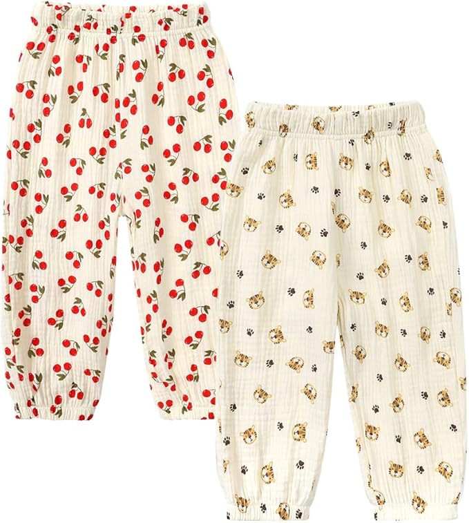 MYGBCPJS Baby Boys Girls Cotton Linen Trousers Kids Casual Ankle Pants Loose by MYGBCPJS