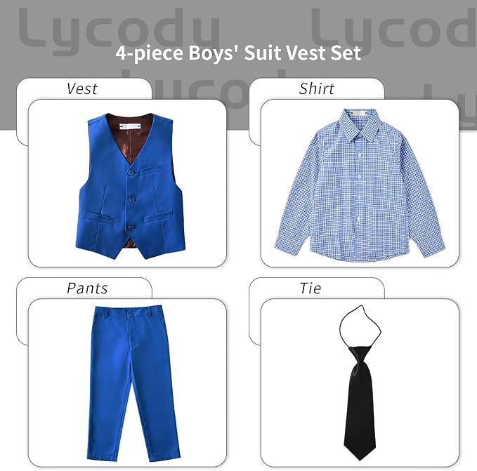 Boys Vest Set Formal Dress Suits Wedding Outfit Dresswear - Image 2