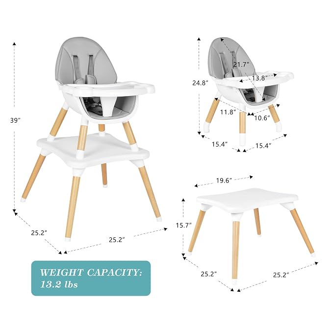6 in 1 High Chair for Babies & Toddlers, Convertible Wooden Baby Highchair - Image 7