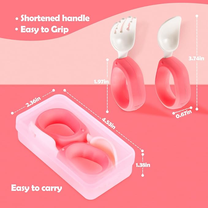 Baby Self Feeding Training Spoon and Fork Set - Image 7