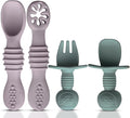 4pc Silicone Baby Spoons Self Feeding Baby Utensils 6-12 Months by HippoBaby