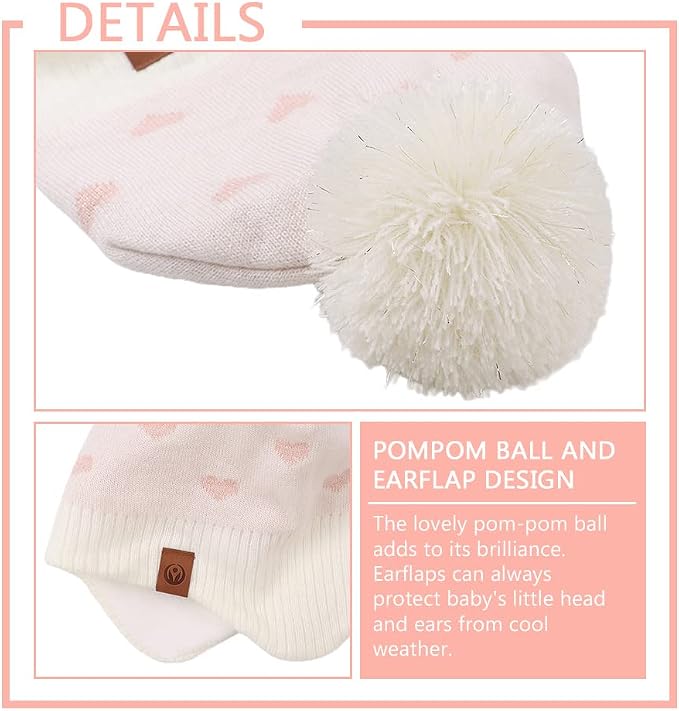 JANGANNSA Knitted Baby Hat Scarf Set Winter Warm Boys Girls Beanie Fleece - Image 3
