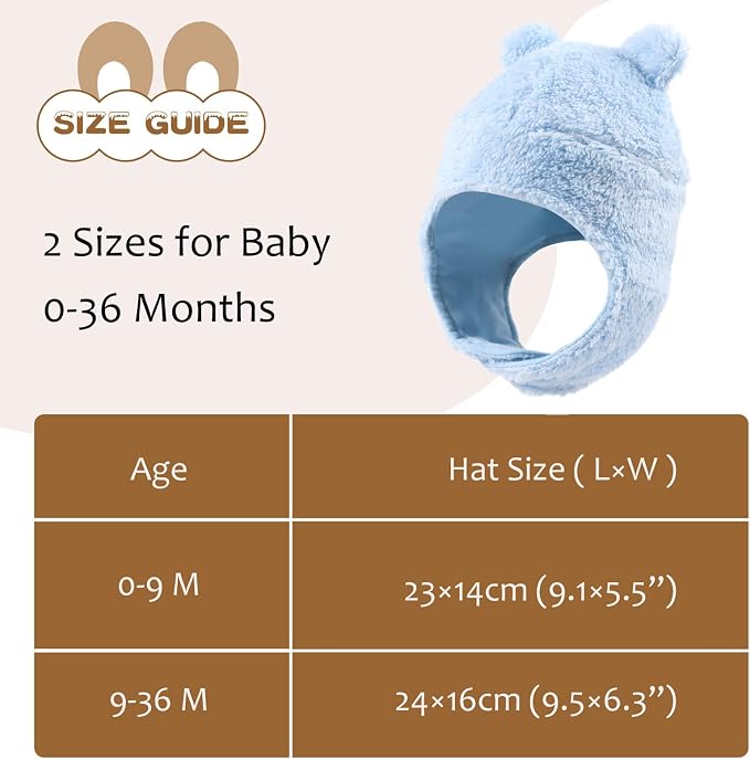 Bear Baby Winter Hat Toddler Earflap Beanie Unisex Infant Snow Cap Warm Fleece - Image 5