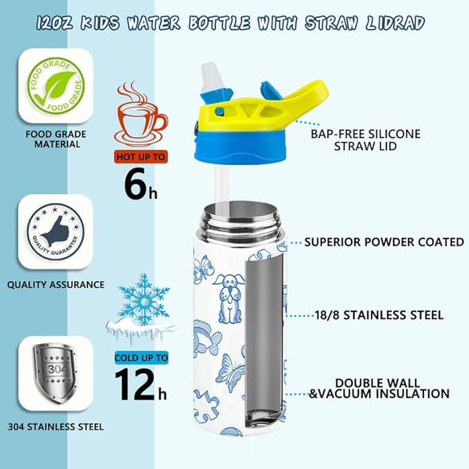 Kids Sublimation Tumbler, 8 PACK 12oz Stainless Steel Sublimation Sippy Cup - Image 3