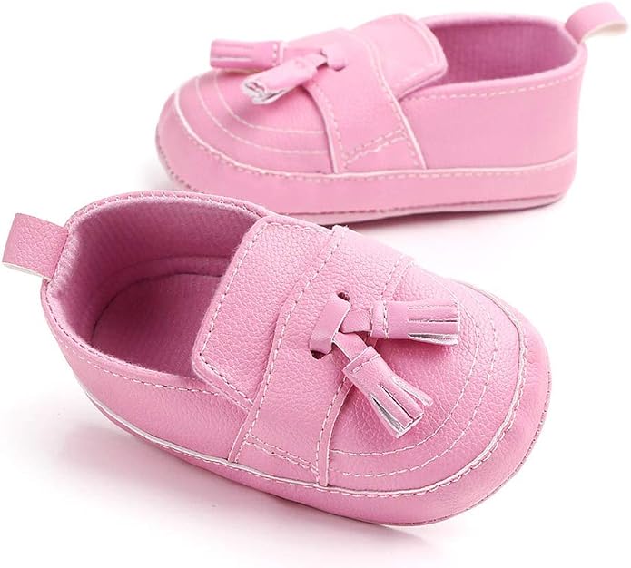 LONSOEN Baby Girls Boys Loafers Prewalker Dress Crib Shoes - Image 4