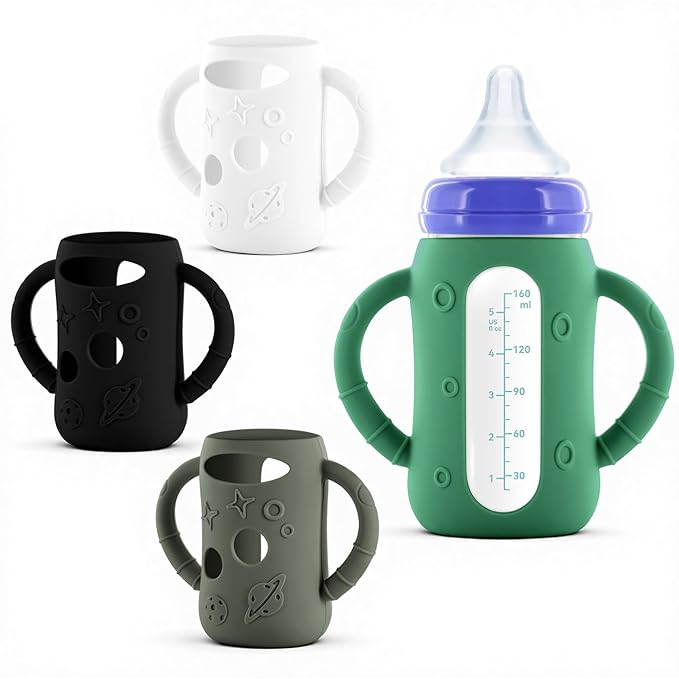 4-Pack Silicone Sleeves for Lansinoh Glass Bottles 5 oz-Starry Sky Design Baby by Luxnary
