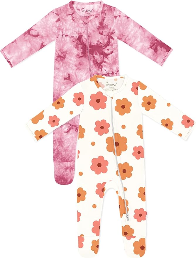 Jimonda Baby Girls Boys Footed Pajamas, Rayon From Bamboo, 2 Way Zipper Long by JimondaBaby