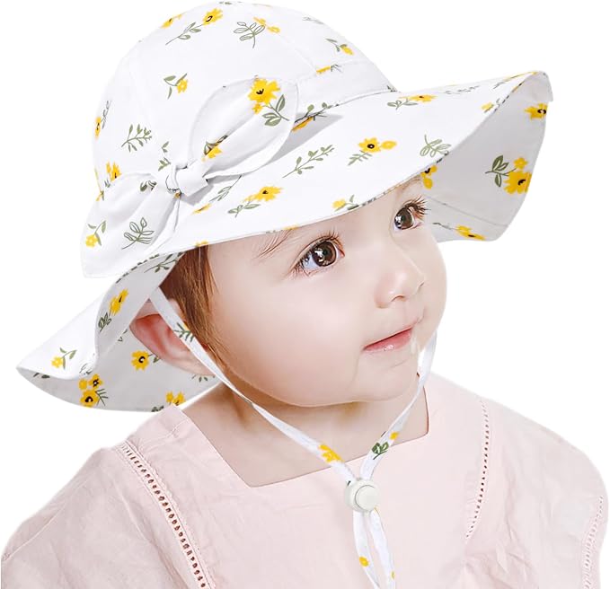 Baby Girl Sun Hat with UPF 50+ Outdoor Adjustable Beach Hat with Wide Brim - Image 2